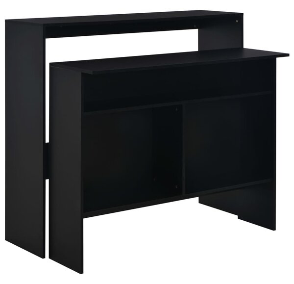 Barový stôl s 2 vrchnými doskami čierny 130x40x120 cm