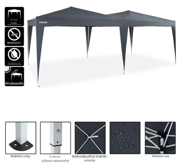 Záhradný altánok 3x6 m - antracit
