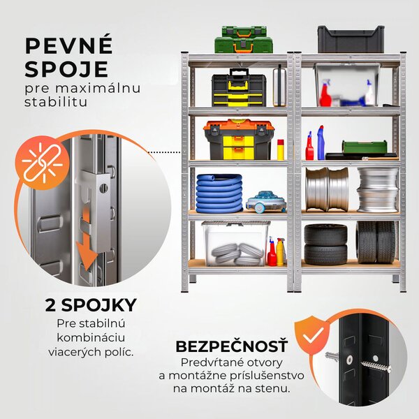 Regál s vysokou nosnosťou HEAVY, max. 875kg, 90x40x180cm, strieborná Jurhan