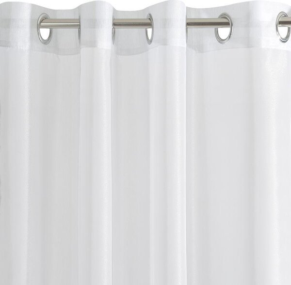 Biela záclona na krúžkoch ESEL vyrobená z hladkej lesklej látky 350x250 cm