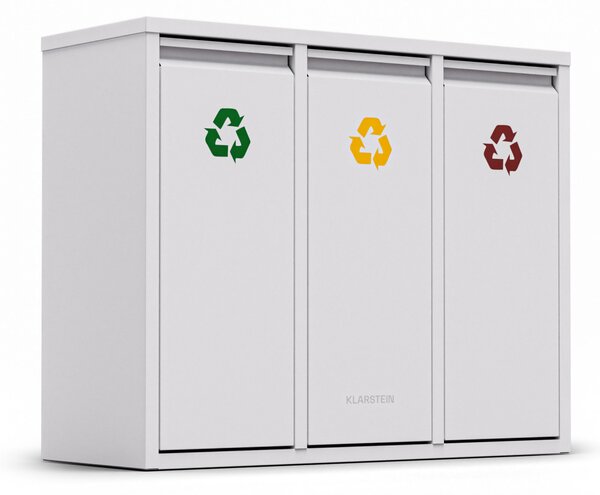 Klarstein Ordnungshüter 3, odpadkový kôš, 45 litrov, 3 recyklačné koše, nástenná inštalácia