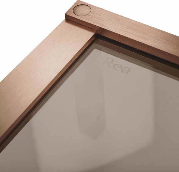 Rea Hugo, 1-krídlové sprchové dvere 80x200 cm, 6mm šedé sklo, medená matná + bočný magnetický profil, KPL-K6960
