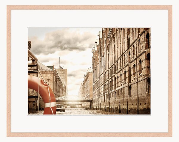Nástenná dekorácia v ráme The Old Speicherstadt In Hamburg
