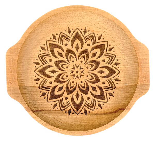 AMADEA Drevená miska mandala, masívne drevo, 24 cm