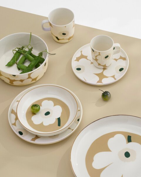 Marimekko Hrnček Oiva Unikko 0,25l, béžovo-zelený