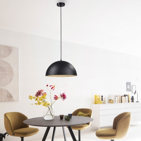 Schöner Wohnen 11728-18 - Závesný luster ALI na lanku, 1xE27/25W/230V, priemer 38 cm, čierny