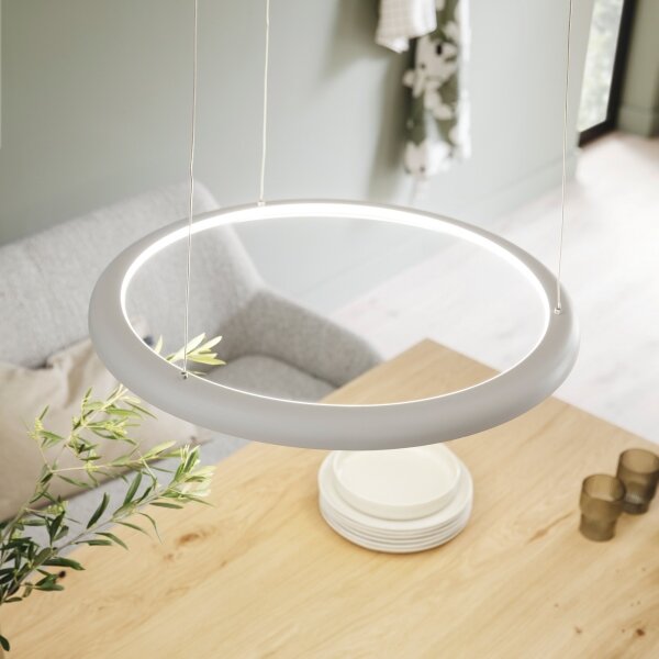 Schöner Wohnen 15570-39-LED stmievateľné závesné svietidlo na lanku QUILLO LED/36W/230V, priemer 60 cm, sivé