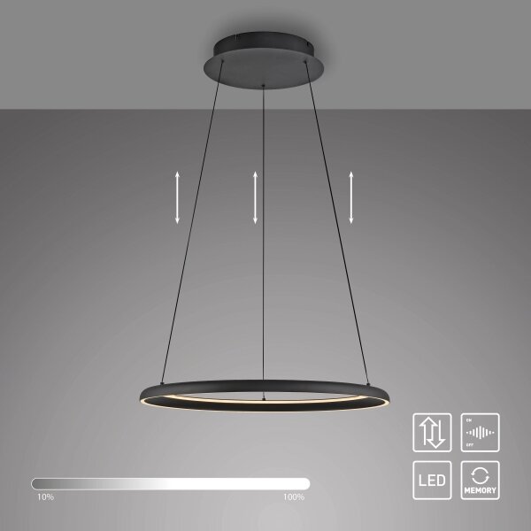 Schöner Wohnen 15570-18-LED stmievateľné závesné svietidlo na lanku QUILLO LED/36W/230V priemer 60 cm čierne