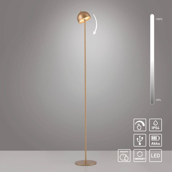 Schöner Wohnen 19245-12 - stlmiteľná LED stojacia lampa BELLIS LED/2,5W/5V IP54 zlatá
