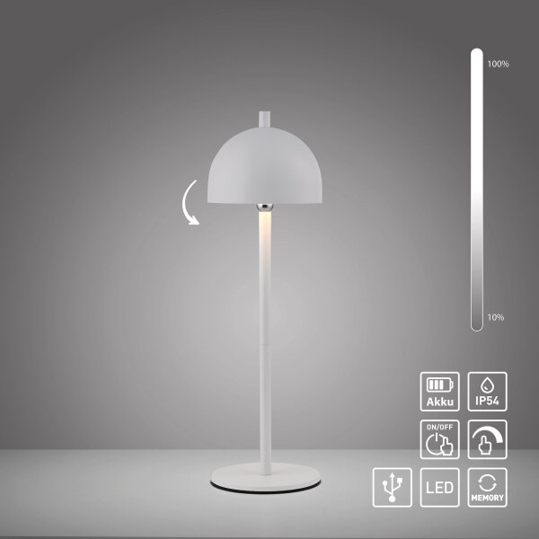 Schöner Wohnen 19244-16 - LED stmievateľná stolová lampa BELLIS LED/2,5W/5V IP54 biela