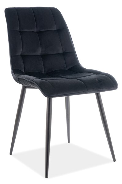 Stolička POSH čierna (látka Bluvel 19) - moderná, čalúnená, zamatová, do obývačky, jedálne
