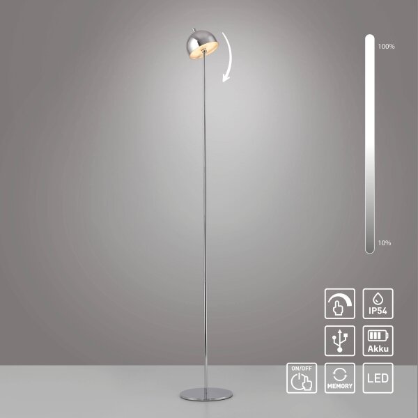 Schöner Wohnen 19245-17 - Stmievateľná LED stojacia lampa BELLIS LED/2,5W/5V IP54 chróm