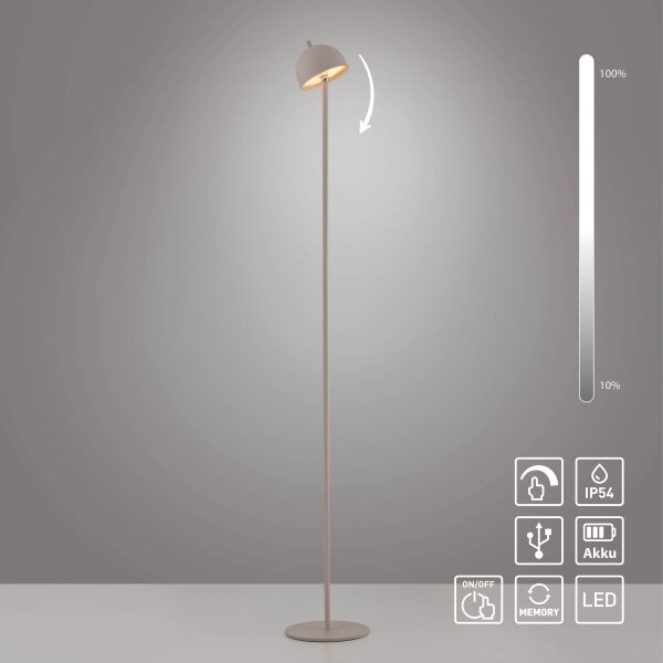 Schöner Wohnen 19245-39 - LED stmievateľná stojacia lampa BELLIS LED/2,5W/5V IP54 sivá