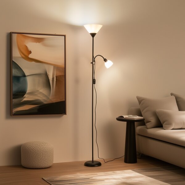 Brilagi - Stojacia lampa ARIANA 1xE27/100W/230V + 1xE14/25W čierna