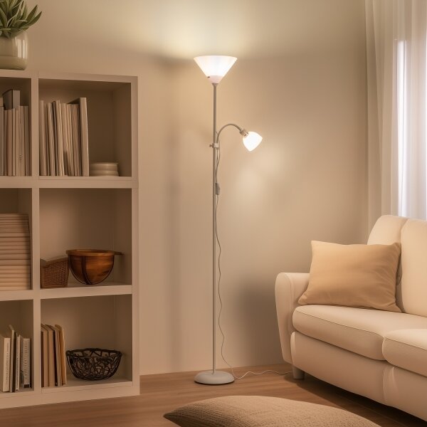 Brilagi - Stojacia lampa ARIANA 1xE27/100W/230V + 1xE14/25W biela