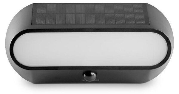 VIDEX LED solárne nástenné svietidlo s detektorom pohybu, čierne, trieda ochrany IP54, 500 lm