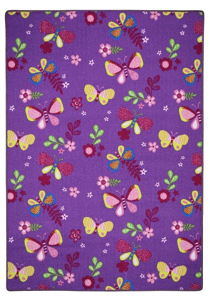 Vopi , Detský kusový koberec Motýlik 5291 fialový, 80x120, fialová, detská izba