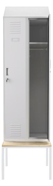 Šatníková skriňa s lavicou a strechou KACPER II PRO, 600 x 2295 x 850 mm, šedá