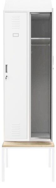 Šatníková skriňa s lavicou a strechou KACPER II PRO, 600 x 2295 x 850 mm, biela