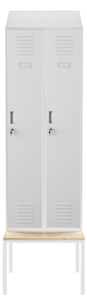 Šatníková skriňa s lavicou a strechou KACPER II PRO, 600 x 2295 x 850 mm, šedá