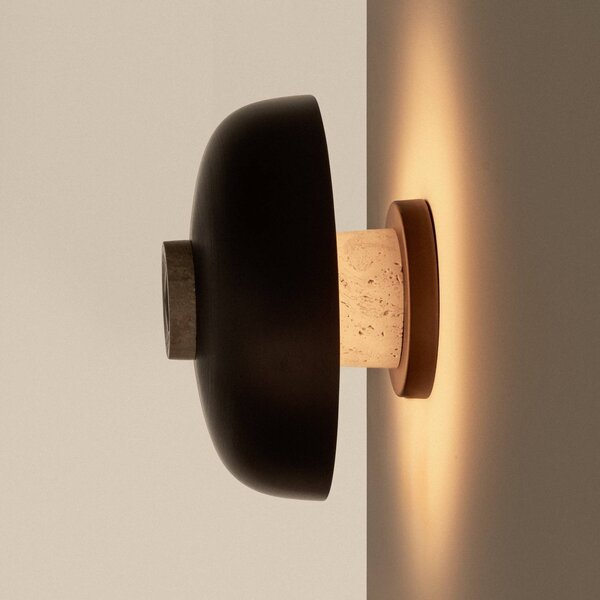 Nástenné svetlo Audo Reverse LED, piesok/bronz, kameň, Ø 24 cm