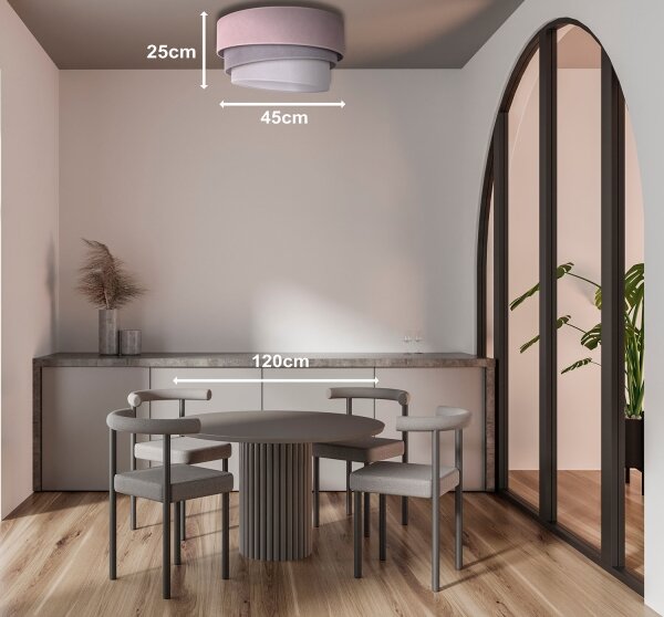 Duolla - Stropné svietidlo TRIO 1xE27/15W/230V pr. 45 cm ružová/šedá/biela