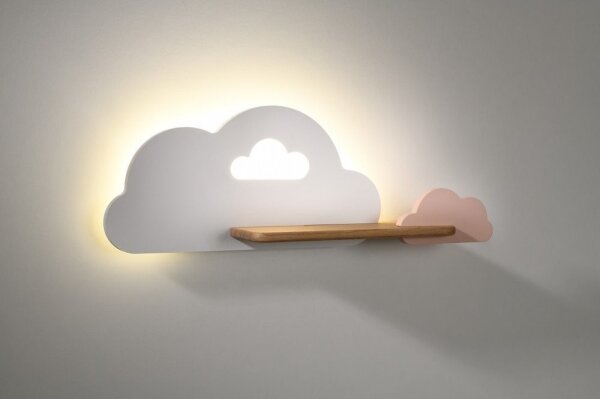 LED Detské nástenné svietidlo s poličkou CLOUD LED/5W/230V biela/ružová