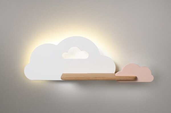 LED Detské nástenné svietidlo s poličkou CLOUD LED/5W/230V biela/ružová