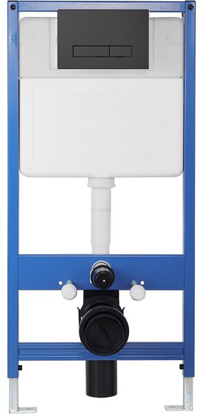 CERANO - Kompletná WC súprava Profi/Cronus Pro - biela lesklá - WC tlačidlo Slim/Čierna matná - predstenová inštalácia - 59,3x38,4 cm