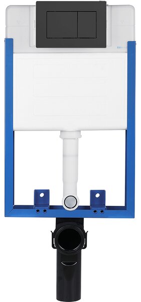 CERANO - Kompletná WC súprava Profi/Cronus Standard - biela lesklá - WC tlačidlo Classic/Čierna matná - na zamurovanie - 59,3x38,4 cm