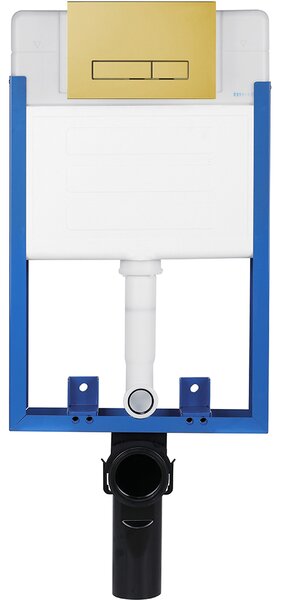 CERANO - Kompletná WC súprava Profi/Cronus Standard - biela lesklá - WC tlačidlo Slim/zlatá - na zamurovanie - 59,3x38,4 cm