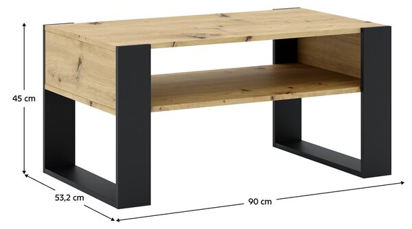 KONDELA Konferenčný stolík, dub artisan/čierna, CARA 1
