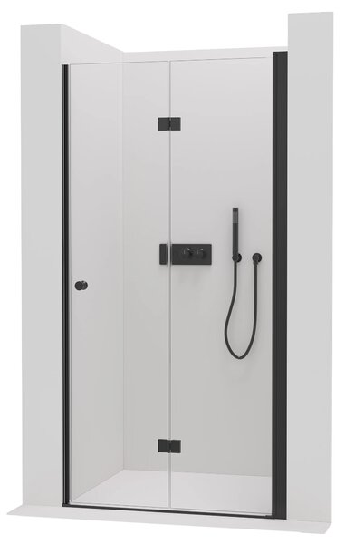CERANO - Skladacie sprchové dvere Volpe L/P - 6 mm - matná čierna, transparentné sklo - 70x190 cm