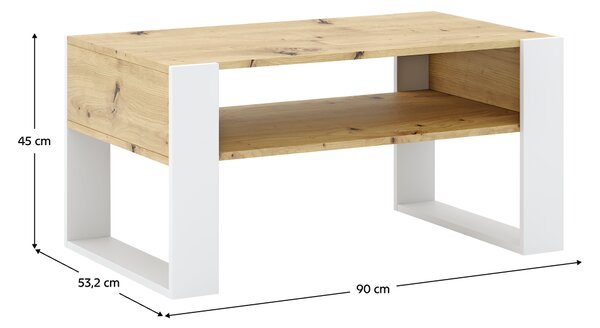 KONDELA Konferenčný stolík, dub artisan/biela, CARA 1