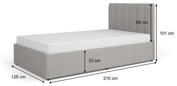 Čalúnená jednolôžková posteľ s úložným priestorom Mossa 120x200 - sivá