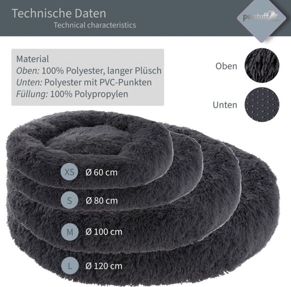 PETSTUFF pelech pre psa, okrúhly, tmavo- šedý, 60 cm