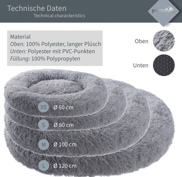 Petstuff pelech pre psa, okrúhly, svetlo šedý, 60 cm