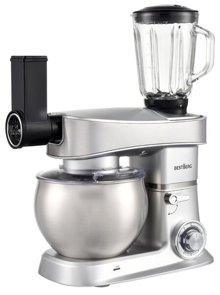 BestBerg BBR-2000S multifunkčný kuchynský robot / 2000 W / 6 l / 6 rýchlostí / strieborný