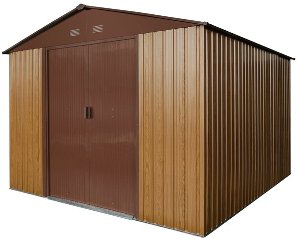 Záhradný domček BestBerg ZDB-9D / 9 m² / 279 x 324 x 211 cm / dekor červené drevo / hnedá