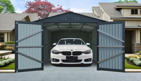 Plechová garáž BestBerg AG-18A / 18 m² / 602 x 300 x 232 cm / sivá