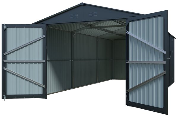 Plechová garáž BestBerg AG-18A / 18 m² / 602 x 300 x 232 cm / sivá