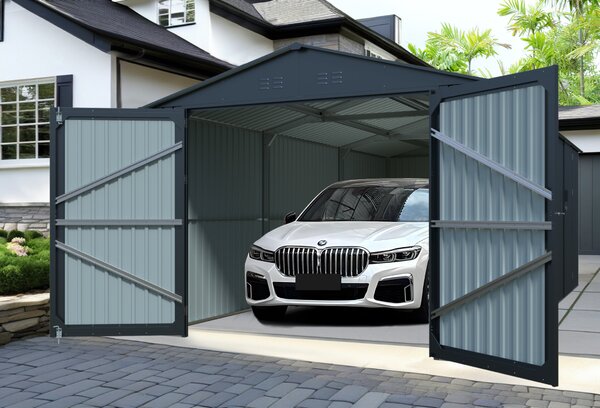 Plechová garáž BestBerg AG-18A / 18 m² / 602 x 300 x 232 cm / sivá
