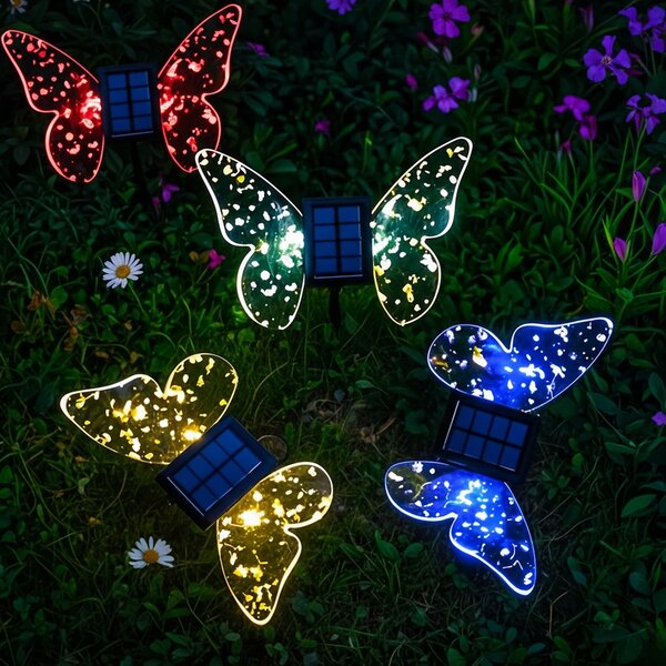 Exteriérové solárne zapichovacie svietidlo Butterfly, RGB