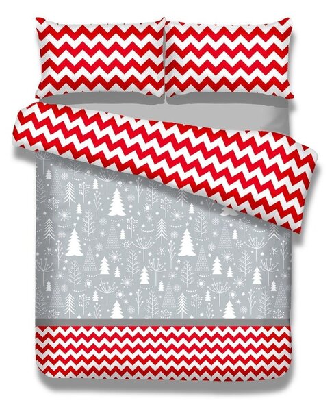 Flanelové obliečky na dvojlôžko AmeliaHome Christmas Mess, 200 x 200 cm + 80 x 80 cm