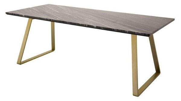 Estelle jedálenský stôl 200x90 cm (mosadz / sivý mramor)