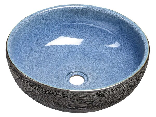 SAPHO PRIORI keramické umývadlo, priemer 41cm, 15cm, modrá / šedá PI020