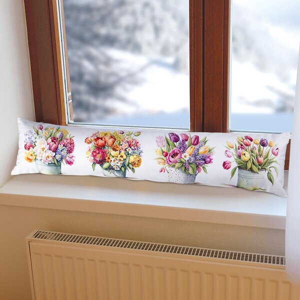 Vankúšik proti prievanu KVETY V KVETINÁČI 20 x 90 cm