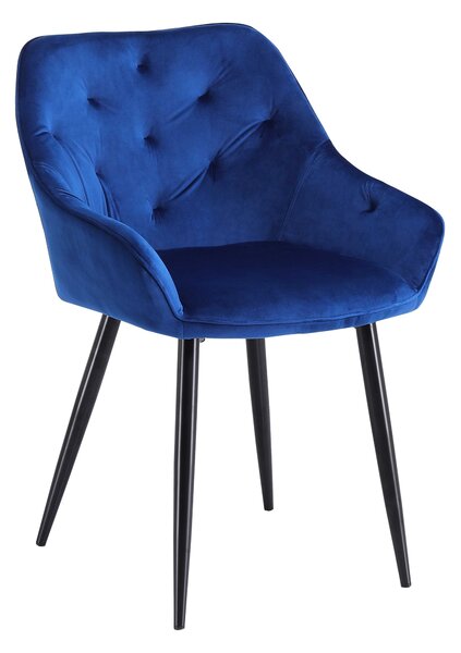 Stolička K487, tmavo modrá - moderná, prešívaná, glamour, do obývacej izby, jedálne, VELVET