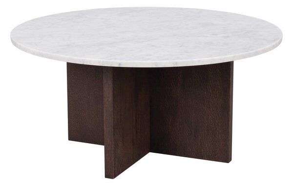 Bielo-hnedý mramorový okrúhly konferenčný stolík 90x90 cm Brooksville - Rowico
