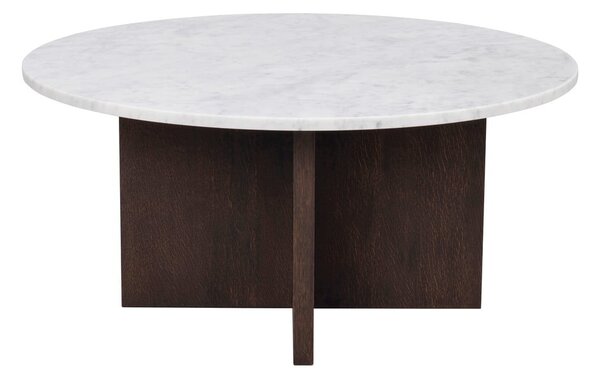 Bielo-hnedý mramorový okrúhly konferenčný stolík 90x90 cm Brooksville - Rowico